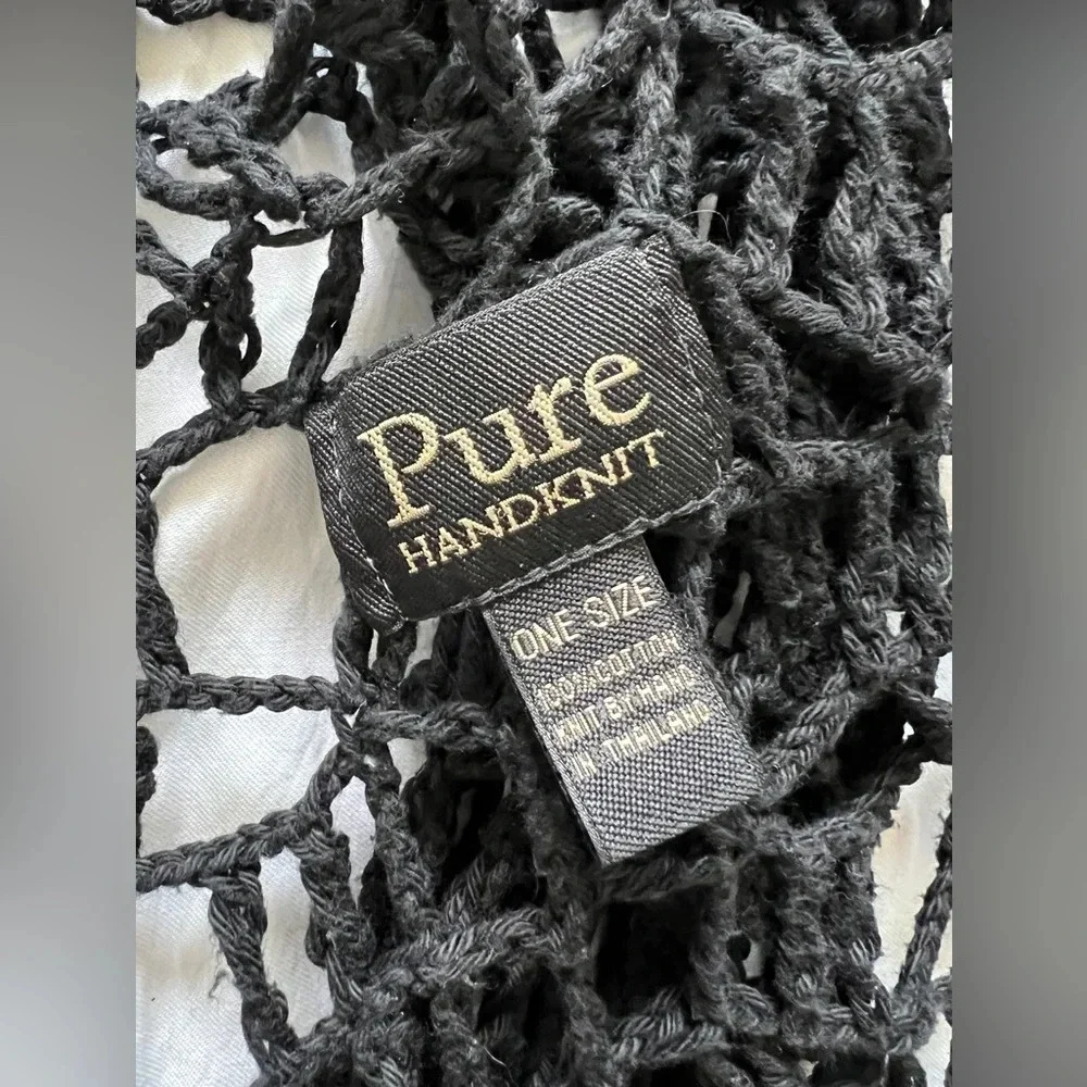 Anthropologie Pure Handknit crochet 100% cotton fishnet cardigan Wrap One Size - Picture 7 of 7